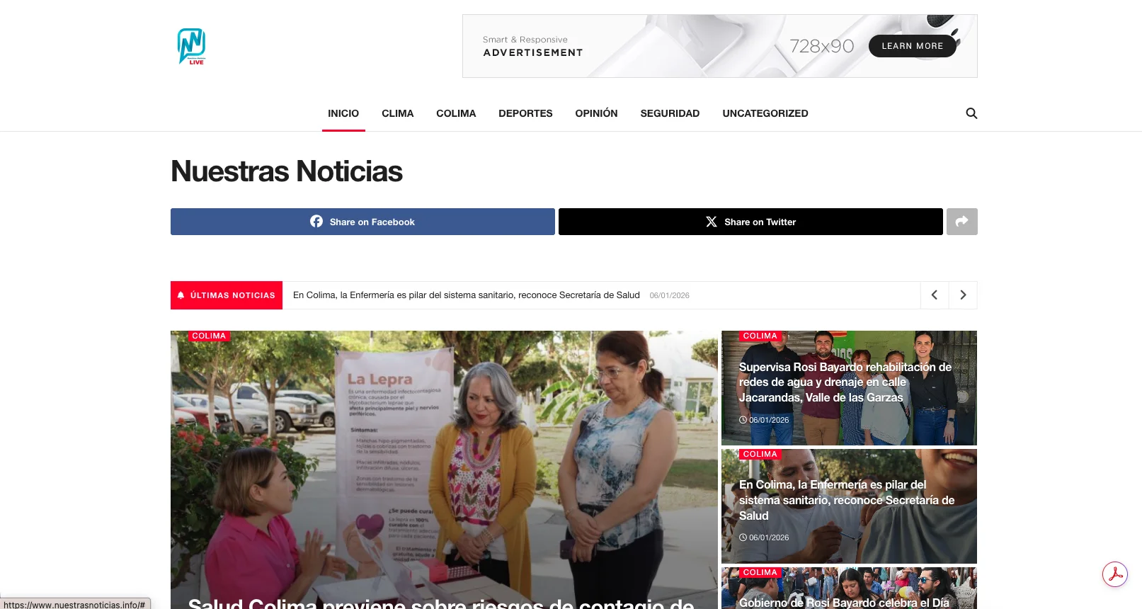 Sitio web Nuestras Noticias - Periódico digital diseñado por Guru Marketing